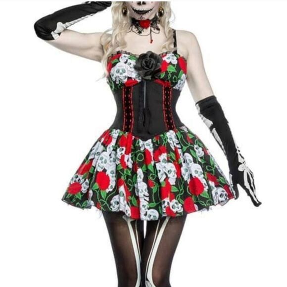 GOTH Day of the Dead Corset Dress Plus Size 2X 16-18 - Picture 1 of 4